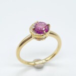 K18YG Ring with Pink sapphire & Diamond