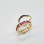 K18YG Wedding Ring with Blue sapphire & Pink sapphire