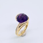Ｋ18YG Ring with Amethyst & diamond