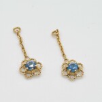 K18YG Earring with Blue topaz