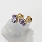 K18YG Earring with Purple sapphire