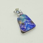 K18WG pendant with Boulder opal and cemiprecious stones