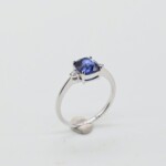 Pt900 Ring with Blue sapphire & diamond