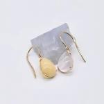 K18YG Earring with Opal & Rose quartz