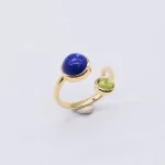 K18YG Ring with Lapis & Peridot