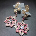 K18YG Ruby & White sapphire Earrings