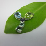 SV925 Semi-precious stone, Blue topaz, Peridot, Green quartz & Black sapphire Pendant