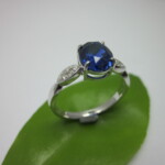 K18WG Blue sapphire & Diamond Ring