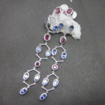 K18WG Blue sapphire & Pink sapphire Earrings