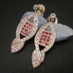 K14PG Ruby & White sapphire Earrings