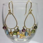 K18YG Colored stone Earrings