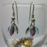 Green quartz, Garnet and Blue topaz Earrings