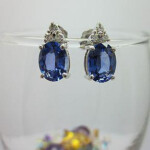 K18WG Blue sapphire & Diamond Earrings