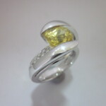 K18WG Yellow sapphire & Diamond Ring