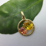 K18YG Yellow sapphire & Padparadscha sapphire Pendant