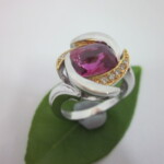 K18WG Pink sapphire & Diamond Ring