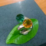 SV925 Green quartz & Citrine Ring