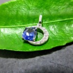 K18WG Blue sapphire & Diamond Pendant