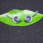 K18WG Blue sapphire & Diamond Ear clips