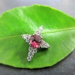 K18WG Pink sapphire & Diamond Pendant