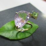 K18YG Cunsite & Peridot Ring