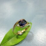 K18YG Blue sapphire & Diamond Ring