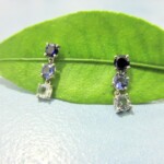 K18WG Blue sapphire & White sapphire Earrings