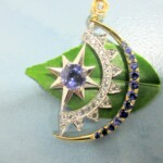 K18WG/YG Blue sapphire & White sapphire Pendant