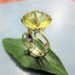 K18YG Felspar & Garnet Ring
