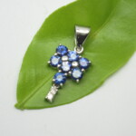 K18WG Blue sapphire & Diamond Pendant