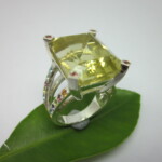 SV925 Lemon quartz & Semi-precious stone Ring